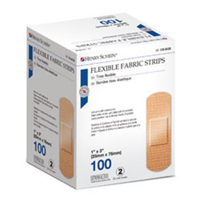 Bandage Strips Fabric 1x3" Flexible Flesh LF 100/Bx, 54 BX/CA - Surgical Supplies NY